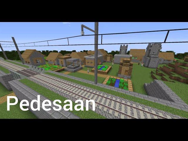 building a railway in a village, minecraft modded