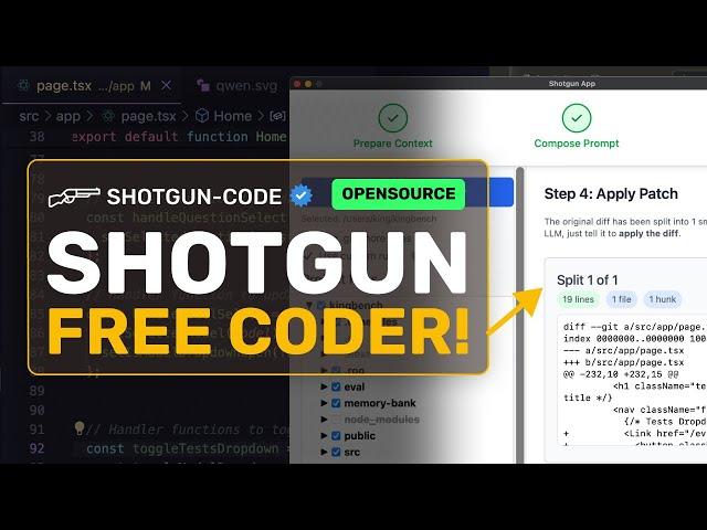 Shotgun-Code + FREE 2.5 Pro, Claude 4, ChatGPT: CLICK, COPY, PASTE! This OPENSOURCE AI Coder is COOL