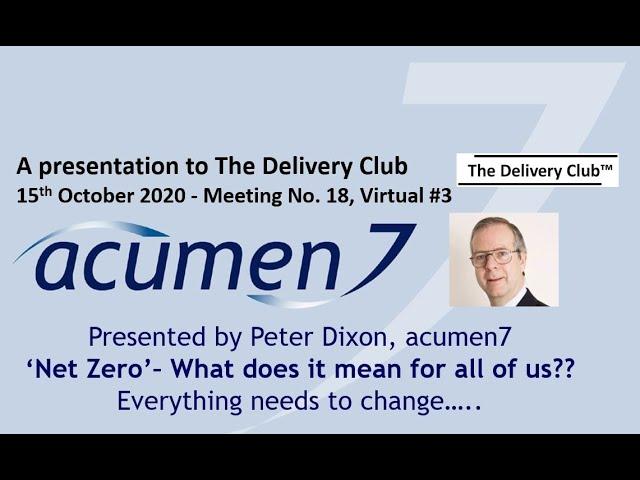 Peter Dixon's video on Carbon Net Zero to The Delivery Club on 15 October 2020