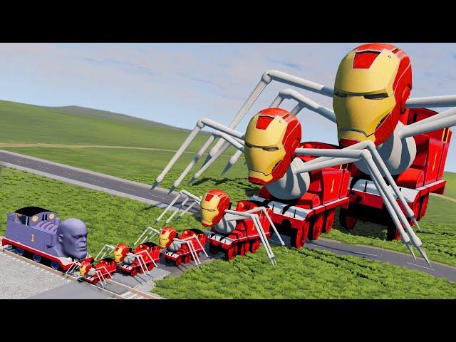 Big & Small CURSED Thomas.EXE Iron Man vs Thanos the Tank Engine Train | BeamNG.Drive