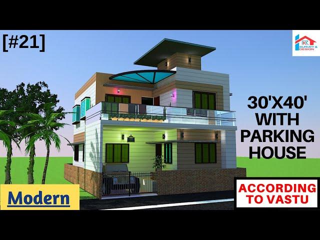 [#21] 30'x40' modern North facing house with parking || RK Survey & Design