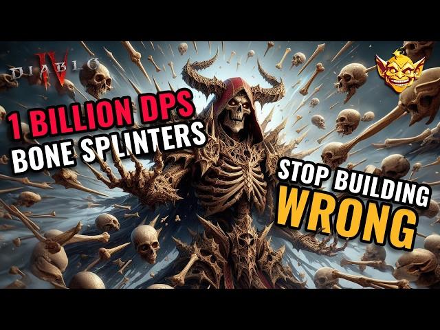 Diablo 4 - New Best BILLION DPS Machine Gun Bone Splinters Necromancer Season 5 Build Guide