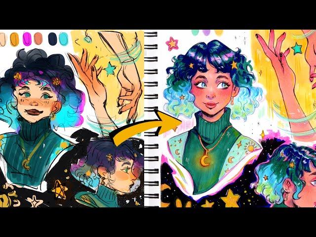  DRAW WITH ME: Sketchbook spread process - DTIYS