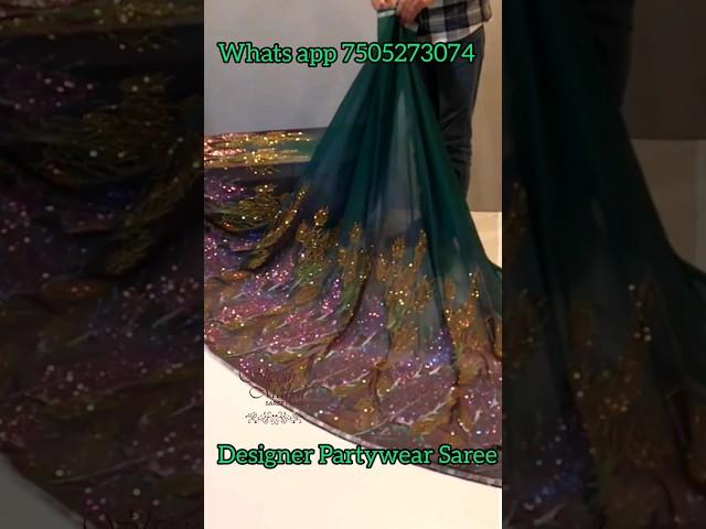 PartyWear Designer saree Sequin sworski work #latestsaree #newfancysarees #chiffonsaree #brasso