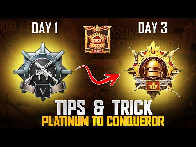 Platinum To Conqueror Just In 3 Days | Tips & Tricks 100% Working |PUBGM