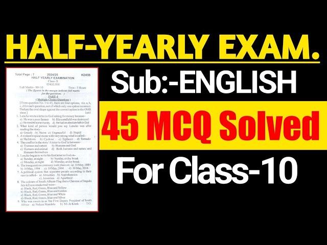 Class 10 Half-Yearly Exam Question Paper solved , ENGLISH @anssacademy8554 #halfyearlyexam