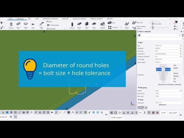 Create bolt holes in Tekla Structures