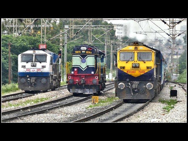 RARE EMD VISITOR Greeted by ALCO and EMD !! Indian Railways