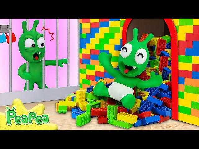 Rescue Mission: PeaPea's Adventure to Find Lost Brother in Lego Maze - Cartoon for Kids