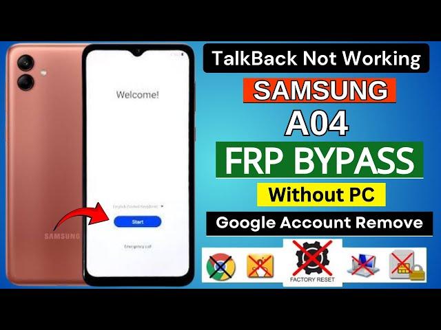 Samsung A04 Frp Bypass Android 12/13 Without PC | Talk-back Not Working | Samsung A04 Frp Unlock