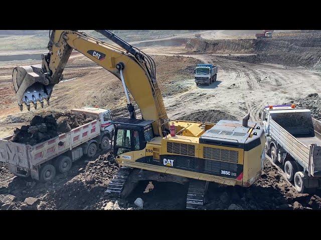 Caterpillar 385C Excavator Loading Mercedes & MAN Trucks With Three  Passes - Interkat SA