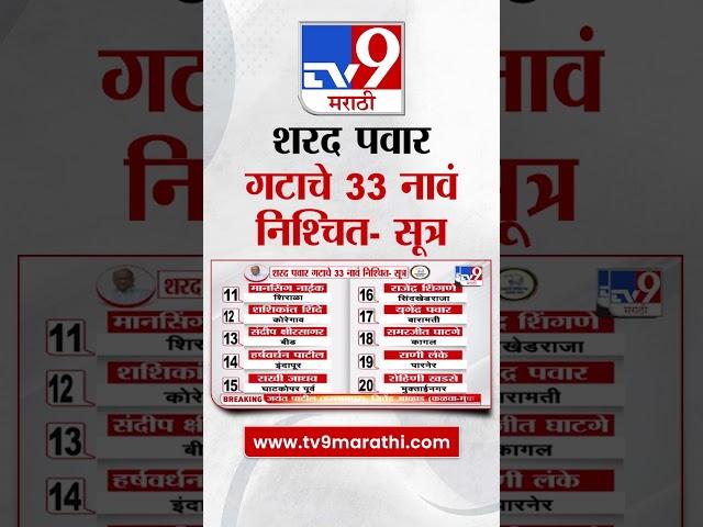 Sharad Pawar Group Candidates List | शरद पवार गटाचे 33 नावं निश्चित- सूत्र : tv9 marathi