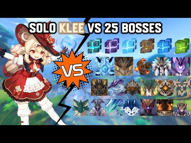 Solo C0 Klee Blossoming Starlight vs 25 Bosses Without Food Buff | Genshin Impact