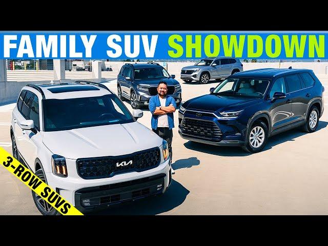 Kia Telluride vs. Toyota Grand Highlander vs. Honda Pilot vs. VW Atlas | 3-Row SUV Comparison Test