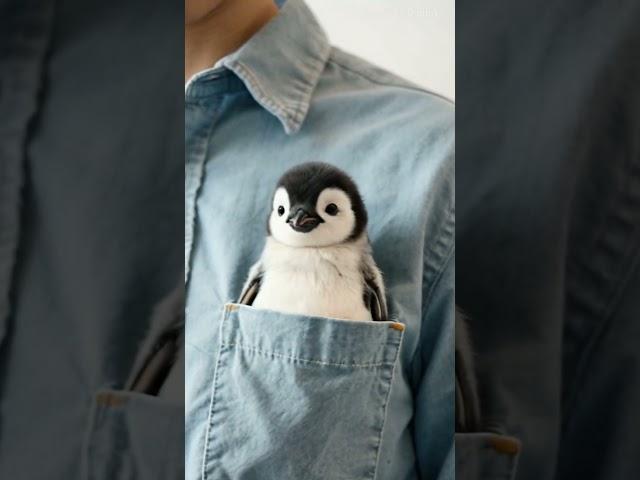 Cutest Baby Penguin Ever Pops Out of Shirt Pocket!  #shorts