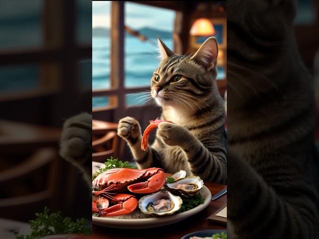 "Tabby Cat's Seafood Feast | Ultra-Realistic Dining Adventure!" #cat #cattyrobo