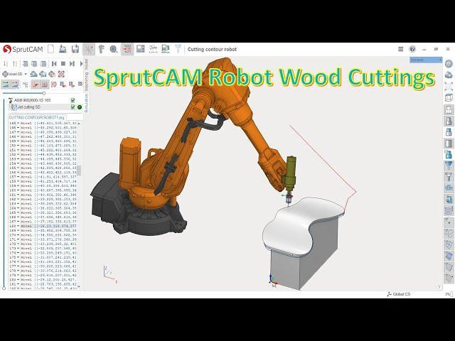 SprutCAM Robot Tutorial #5 | SprutCAM Robot Cutting wood working chair