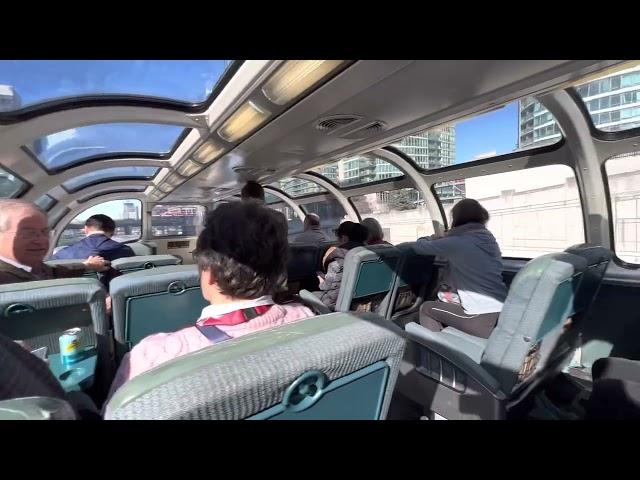 VIA Rail Train 1, the Canadian, Departing Toronto Union Station in a Dome Car