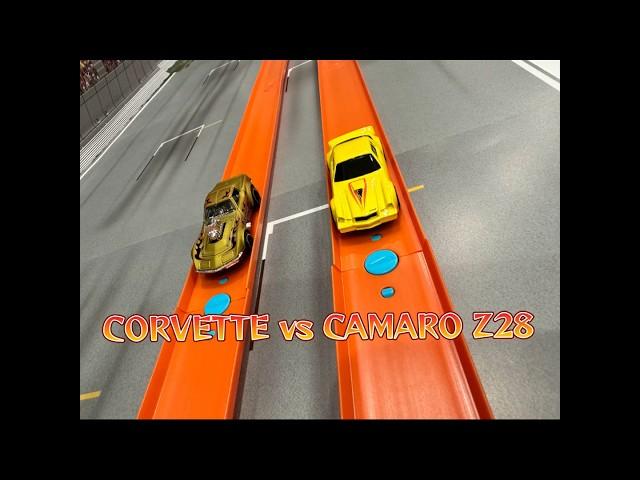 HotWheels Drag Race camaro vs CORVETTE #hotwheels #hotwheelscollectors #matchbox