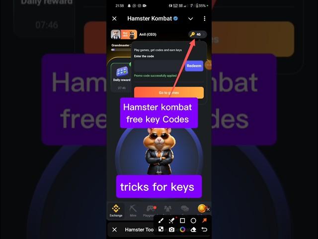 how to collect keys || Hamster kombat mini game ||  today mini game || keys codes for mini game ||