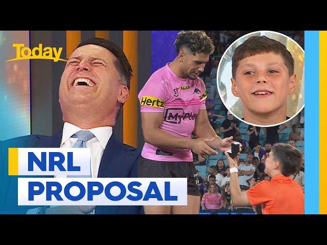 Ring boy 'proposes' to NRL Grand Final winner on a bet | Today Show Australia