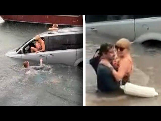 Good Samaritans Rescue 2 Women in Nearly Submerged Vehicle