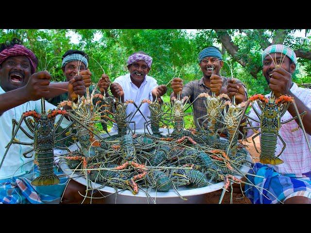 BIG LOBSTER | 50 KG Lobster Fry Cooking and Eating In Village | Lobster Recipes with Indian Masala