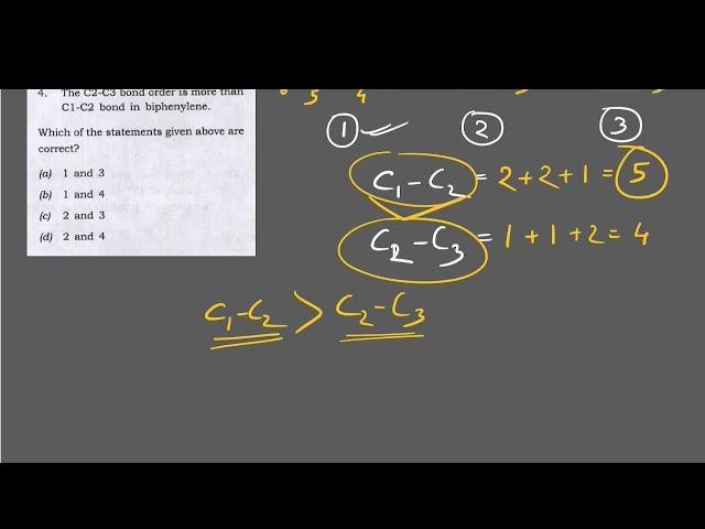 Q)96 ‖ C1-C2 Bond Order vs C2-C3 Bond Order of Naphthalene and Biphenylene ‖ PYQ