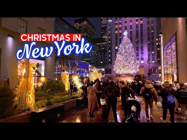 NEW YORK Christmas Walk - Top Holiday Spots in Manhattan - Walking Tour 4k