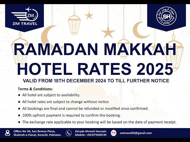 Top 3 Star 4 Star Makkah Hotel Rates For Ramadan Umrah Packages 2025