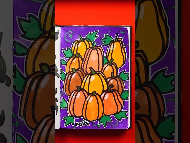 Sketchbook challenge - a pumpkin patch!  #artforkidshub #howtodraw