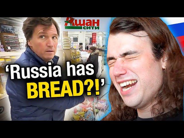 Russian CRINGES at Tucker Carlson Grocery Shopping in 