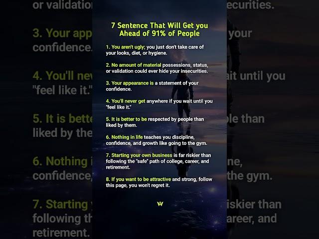 7 Sentence That Will Get you Ahead of 91% of People:#motivation #selfimprovement #shorts