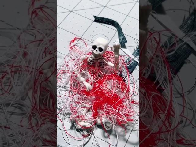 Someone fell into the thread catcher today ‍️ #skeleton #sewing #threads