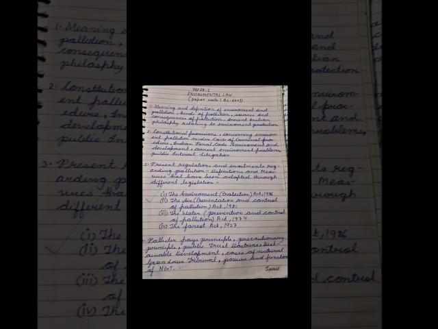 Ccsu Environmental law Unit-1 handwritten notes