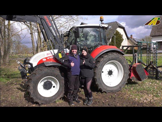 Forst mulchen & Wiesen striegeln - junges Lohnunternehmen Land- & Forstwirtschaft Traktor Steyr 4105