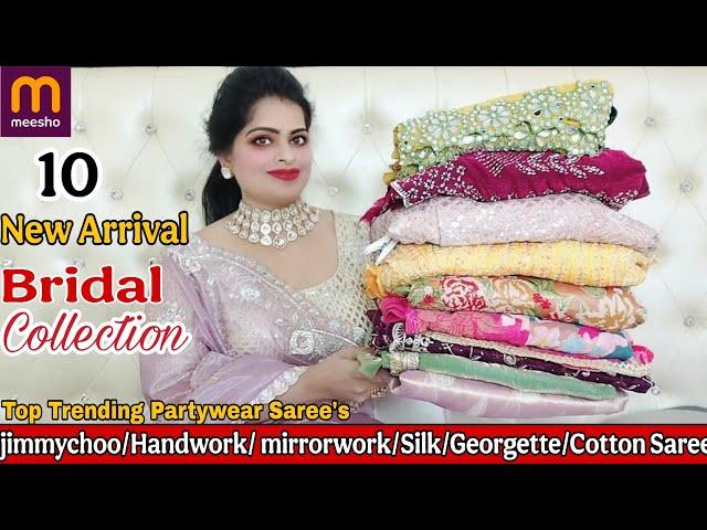 Meesho Saree haulMeesho jimmychoo/Handwork/chiffon/Net Saree Haul Partywear collection #sareehaul