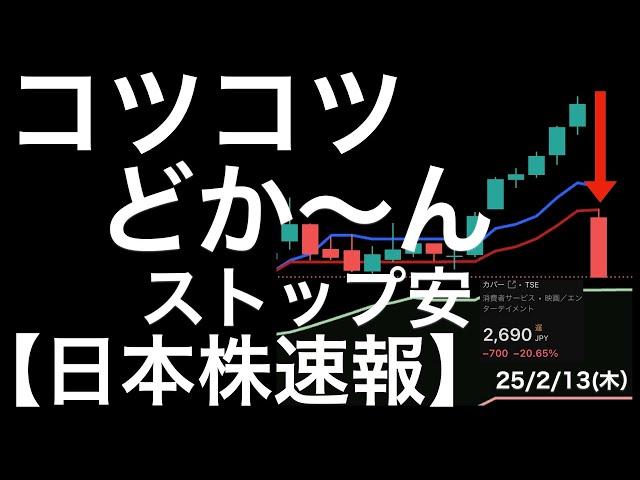 【日本株速報】25/2/13 コツコツどか〜ん！ここまで上げてきたのにストップ安とは！