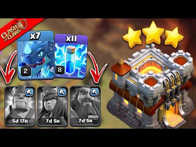 Th11 Zap Electro Dragon War Attack without Heroes | Best TH11 No Heroes Strategy in Clash of Clans