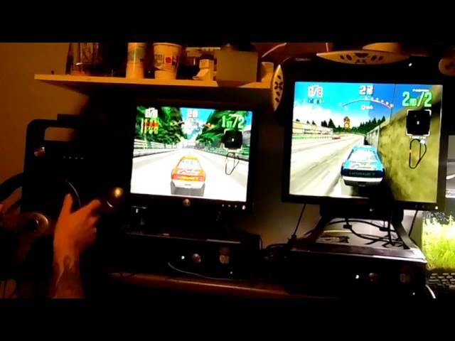 Daytona USA arcade Sega Model 2 emulator  Nebula 2 pc setup link over Lan with G25 wheel