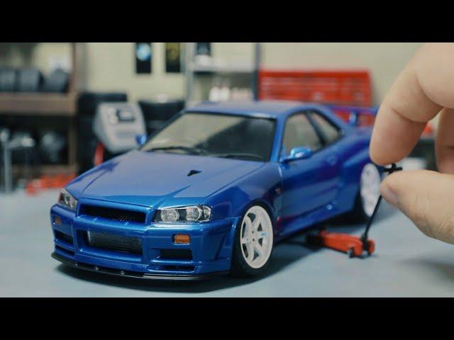 R34 Nissan Skyline GTR V-Spec II Model Car Full Build Step by Step