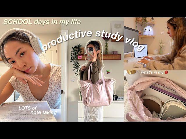 STUDY VLOG  VERY productive school days in my life, what’s in my backpack, LOTS of note taking