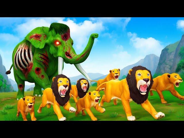 Zombie Mammoth's Rampage: Epic Encounter with Forest Animals | Elephant, Lion, Zebra