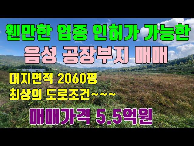 [음성공장부지매매] 웬만한 업종 인허가 가능 / 대지면적 2060평 매매가격 5.5억원 / 최고의 도로조건 및 진출입로 확보!!