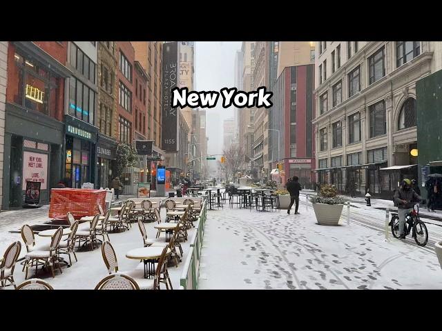 2025 New York Snow Walk 4k Manhattan Virtual Tour