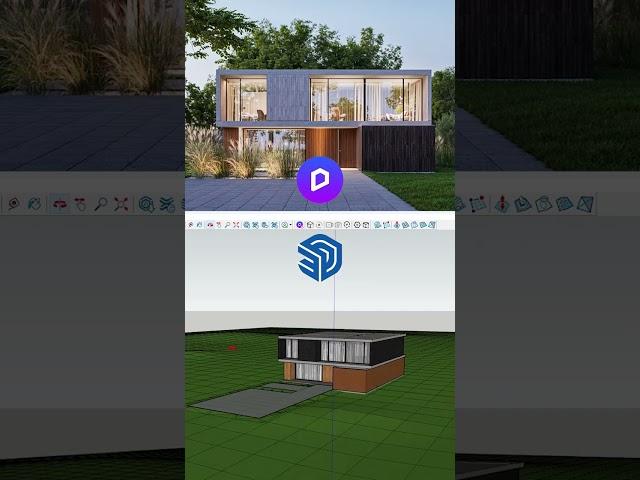 Exterior Rendering in Sketchup and D5 (Before and After)