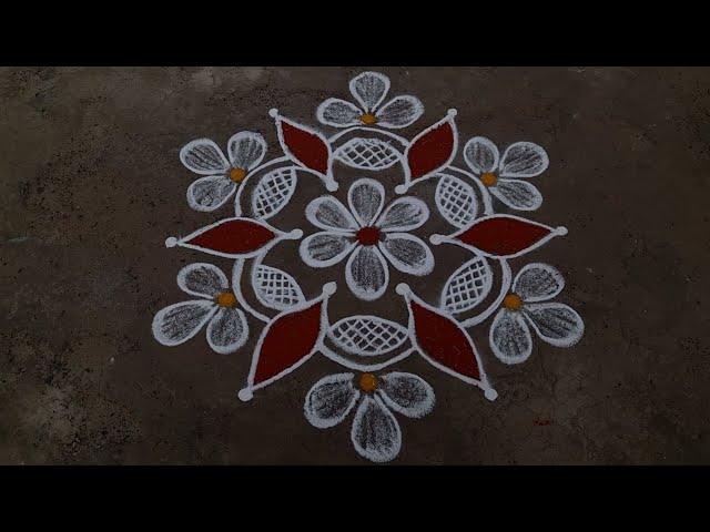 simple beautiful rangoli design 5*3dots Friday kolam daily muggulu easy rangoli design