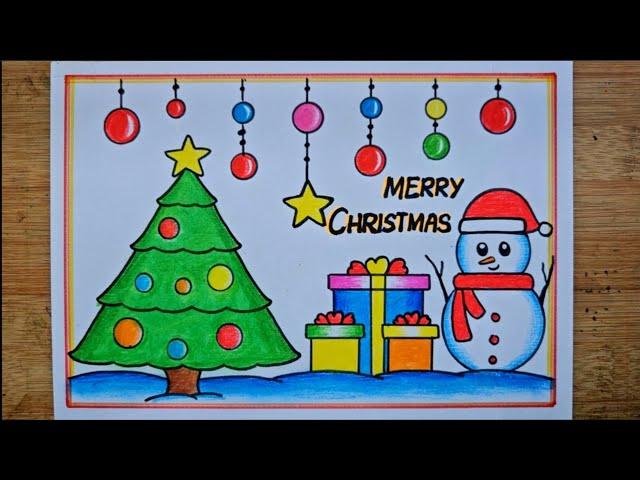 Christmas Drawing/ Merry Christmas Drawing/Christmas Tree Drawing/How To Draw Christmas Drawing Easy