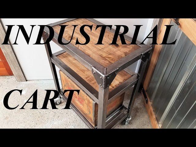 INDUSTRIAL STYLE CART with vintage storage bin