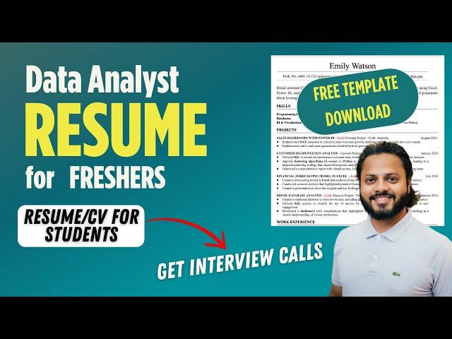 Data Analyst Resume for Freshers | 0-2 Years of Work Experience | Resume Template Files to Download